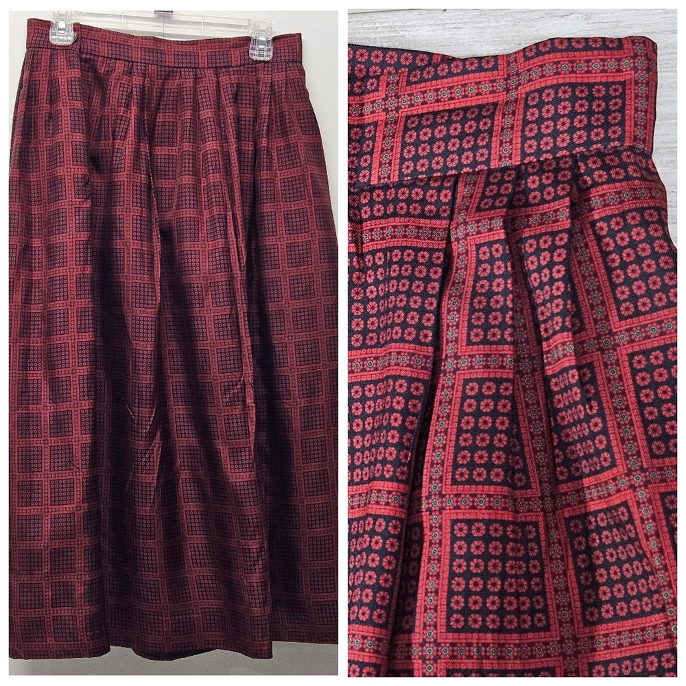 Vintage Jos. A Bank Maxi Skirt Womens Size 14 Silk Geometric Floral Retro Boho